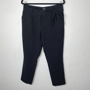 Loft Jet Black Capri Trouser Pants Hook Eye Closure Cute Tie Front 6 Petite